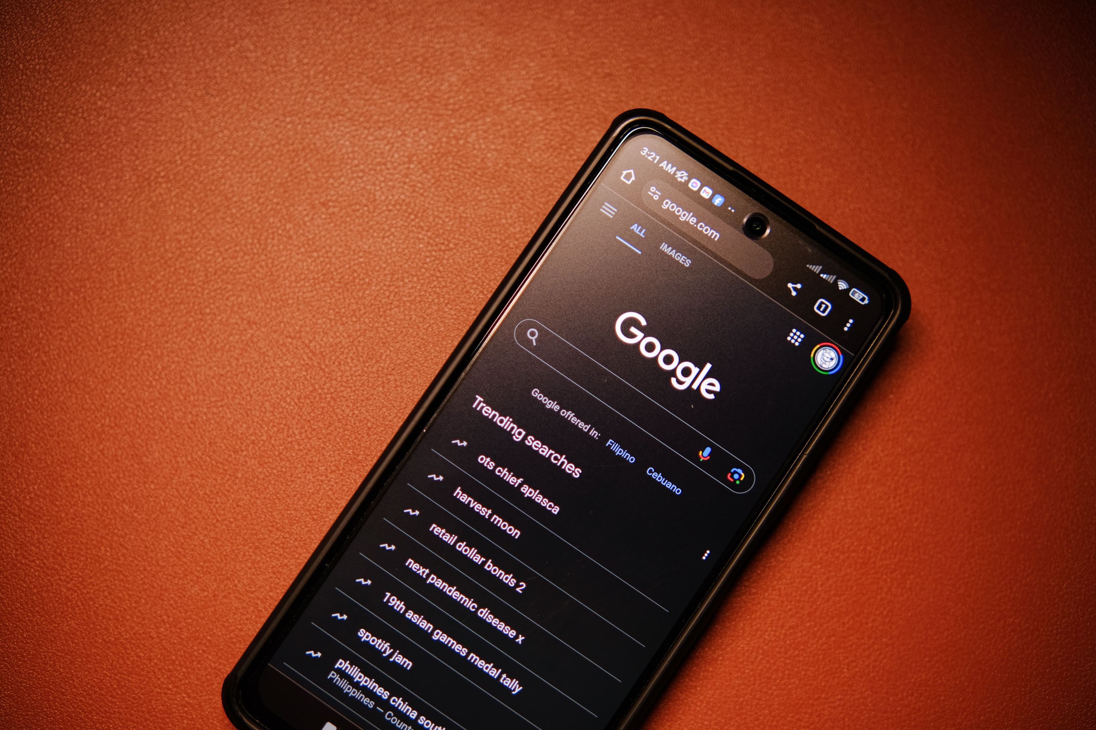 A Google search interface displayed on a mobile phone.